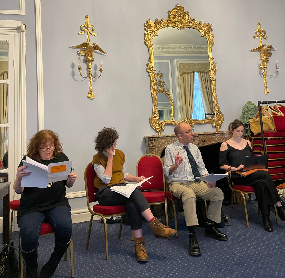 DASHARTS's tweet photo. Rehearsals are starting soon, so here are some pictures from the first read through of #TheGreatMiddlemarchMystery We can't wait to see how the actors continue to interact with the script. Read about the process of adapting the script from a classic: https://t.co/rULp2CZPTu https://t.co/8D8XKKxO6W