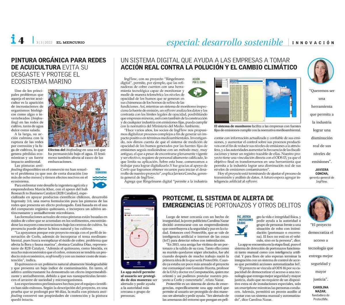 Hoy cerca del 40% de los proyectos de innovación <a href="/Corfo/">Corfo</a> liderados por mujeres impactan en los Objetivos de Desarrollo Sostenible (ODS). Les dejo una muestra de 14 potentes innovadoras del país que están haciendo frente a los desafíos de sostenibilidad: bit.ly/3ttoc1o