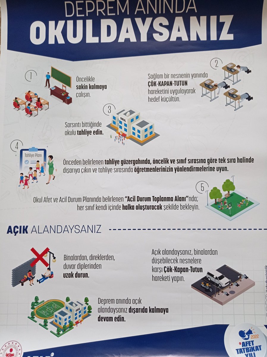 Deprem tatbikatı 4 Mart Cuma günü saat 11:30'da yapılacaktır. <a href="/AFADBaskanlik/">AFAD</a> <a href="/DepremDairesi/">AFAD Deprem</a> <a href="/AfadEskisehir/">Afad_Eskişehir</a>  <a href="/eskMEMisgb/">Eskişehir MEM İSGB</a>