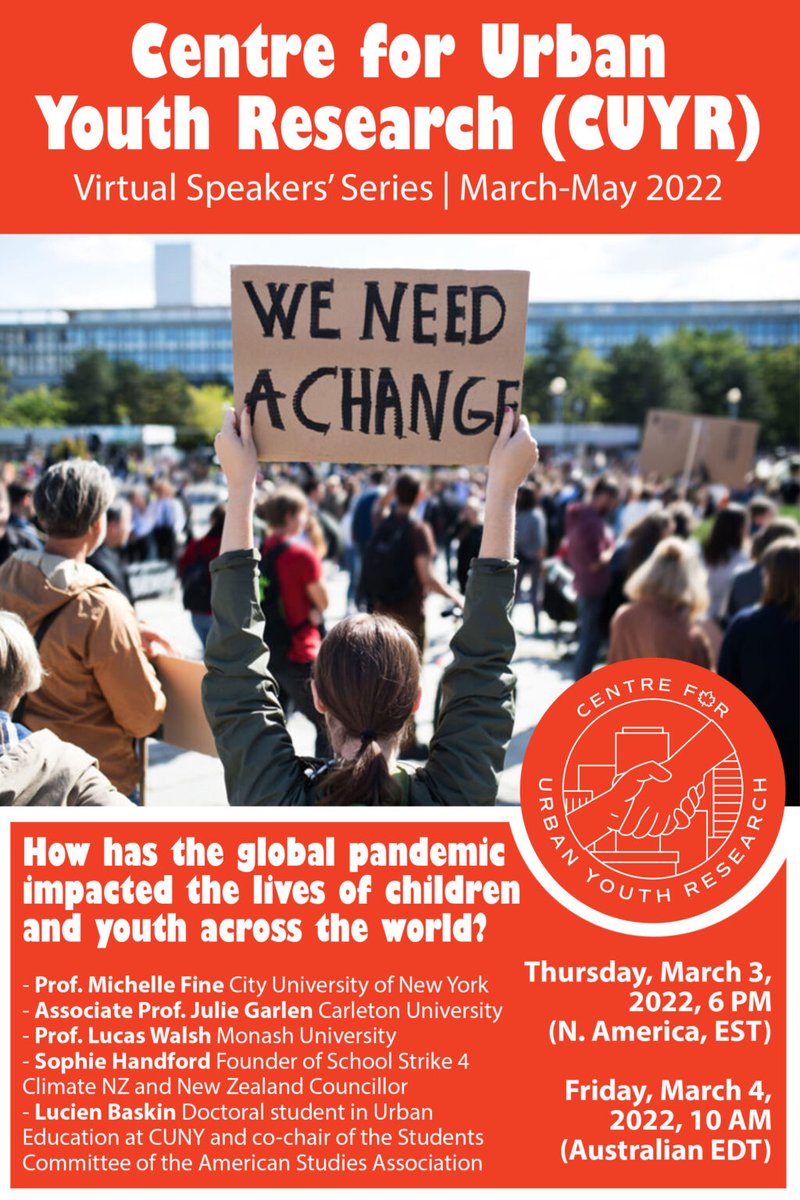Join us to discuss about effects of Covid on children and youth across the world: 
March 3, 2022, 6:00 pm (North America, EST)  
Friday, March 4, 2022, 10:00 am (Australian EDT). 
👇Know our speakers. 
✍️Register now: eventbrite.com/e/how-has-the-…