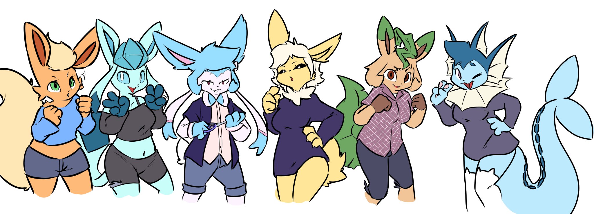 The Eeveelution squad (By Mieno) by Ranfox -- Fur Affinity [dot] net