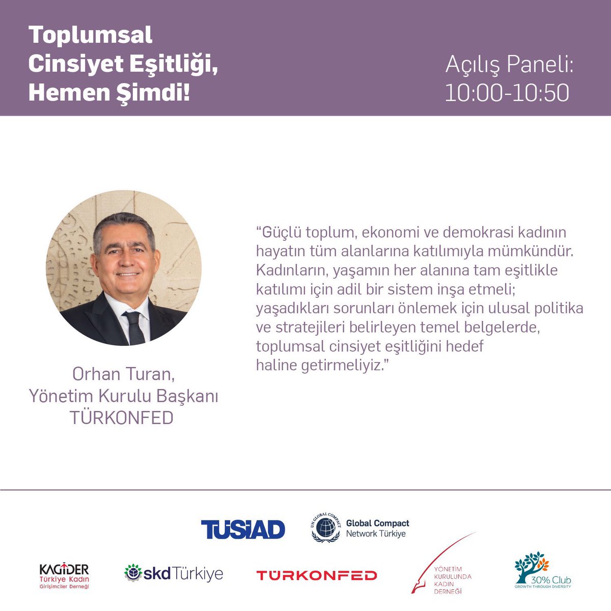 TUSIAD's tweet photo. 📌 “Toplumsal Cinsiyet Eşitliği, Hemen Şimdi!” 

İş dünyasının önde gelen temsilcileri, etkinlikte toplumsal cinsiyet eşitliği için bugünden atabilecekleri somut adımları tartıştı ve iyi örneklerini paylaştı.

Etkinliğin tekrarını izlemek için:

https://t.co/juKixo1bs2 https://t.co/HNeNqfq2mA