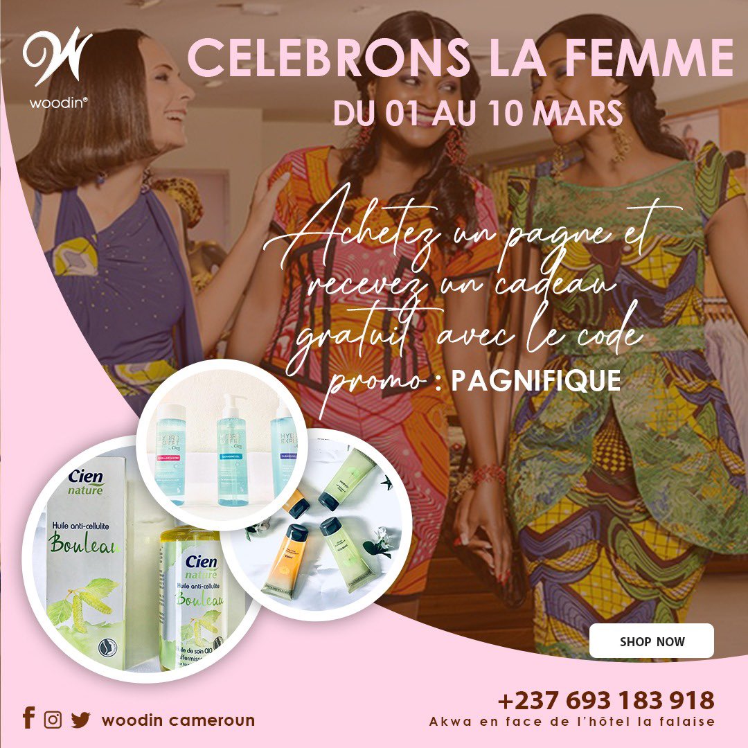 Lady_Fiel's tweet photo. @WoodinCameroun  célèbre la femme 🥳

✨ Un pagne acheté = un cadeau + Un code promo offert. ✨

💥Coût du pagne : 20.000F - 6yards. 
💥 Bogolan : 23.000F 
💥Lieu : Akwa face hôtel la Falaise. 
💥 Fin de promo : 10 Mars 

Plusieurs motifs de disponibles chères dames.😋

1/4👇🏾😊 https://t.co/51WvZH9Hky