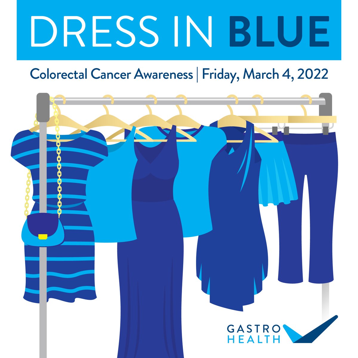 Can't wait to see you in BLUE! Friday March 4 is #DressinBlueDay 💙💙💙   
​#ColorectalCancerAwarenessMonth #TomorrowCantWait #GetScreened #CheckYourColon #ColonCancer #ColorectalCancer #gastroenterology #endoscopy