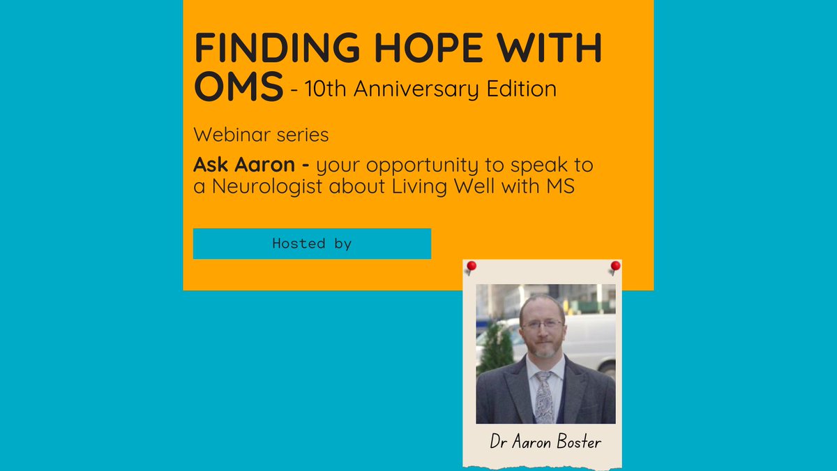 OvercomingMS's tweet photo. Join us for our next #FindingHopeWithOMS webinar with Dr @AaronBosterMD - Sunday 13th March at 8pm GMT. Where you will be able to ask Dr Boster questions about all things #MS.
Have a Q? Send yours over to webinars@overcomingms.org
Register here: https://t.co/XKWCvDzsdE https://t.co/I5jTiqLgCk