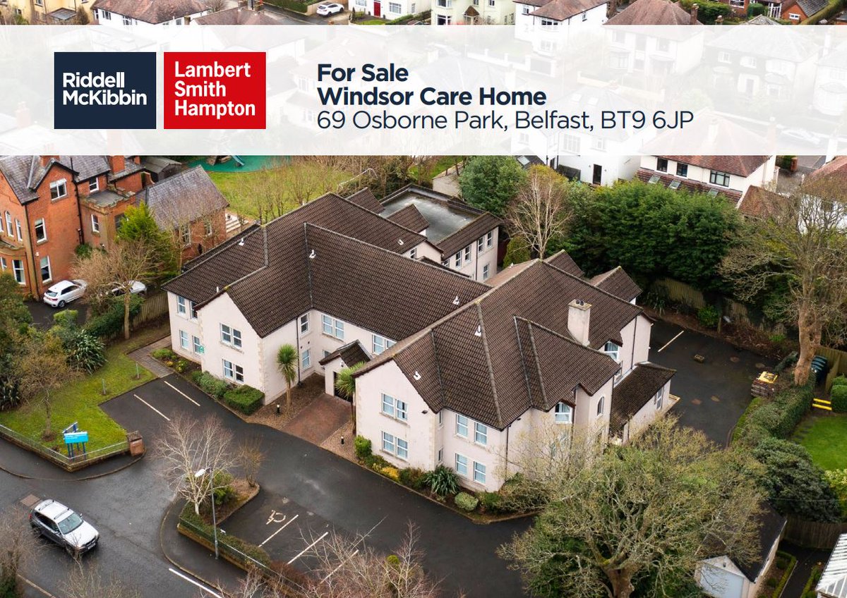 NEW INSTRUCTION | FOR SALE
Windsor Care Home, Osborne Park, Belfast 
Unique opportunity to acquire a recently refurbished 40 bed Care Home in South Belfast.

For more information contact Riddell McKibbin 02895 313122 or joint agent Johnny Martin <a href="/LSHtweets/">LambertSmithHampton</a>
linkedin.com/posts/riddell-…