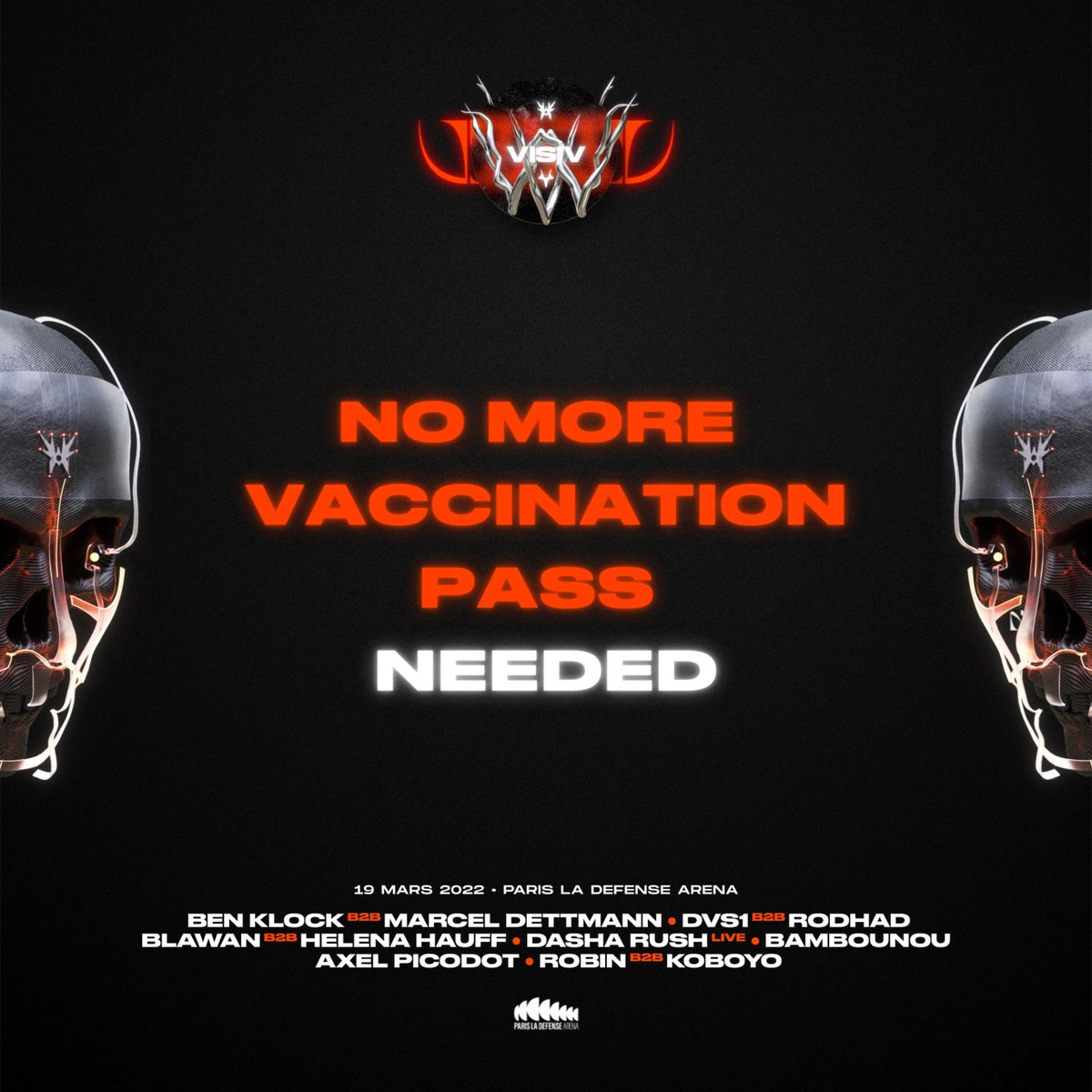 visivtechno's tweet photo. BIG NEWS: end of the vaccination pass and the wearing of masks indoor from 14 March! 🤩
Tickets: https://t.co/0zETzmqdzz

🇫🇷-

BONNE NOUVELLE : fin du pass vaccinal et du port du masque en intérieur à partir du 14 mars ! 🤩
Billetterie : https://t.co/0zETzmqdzz https://t.co/j3vmhw0bcT