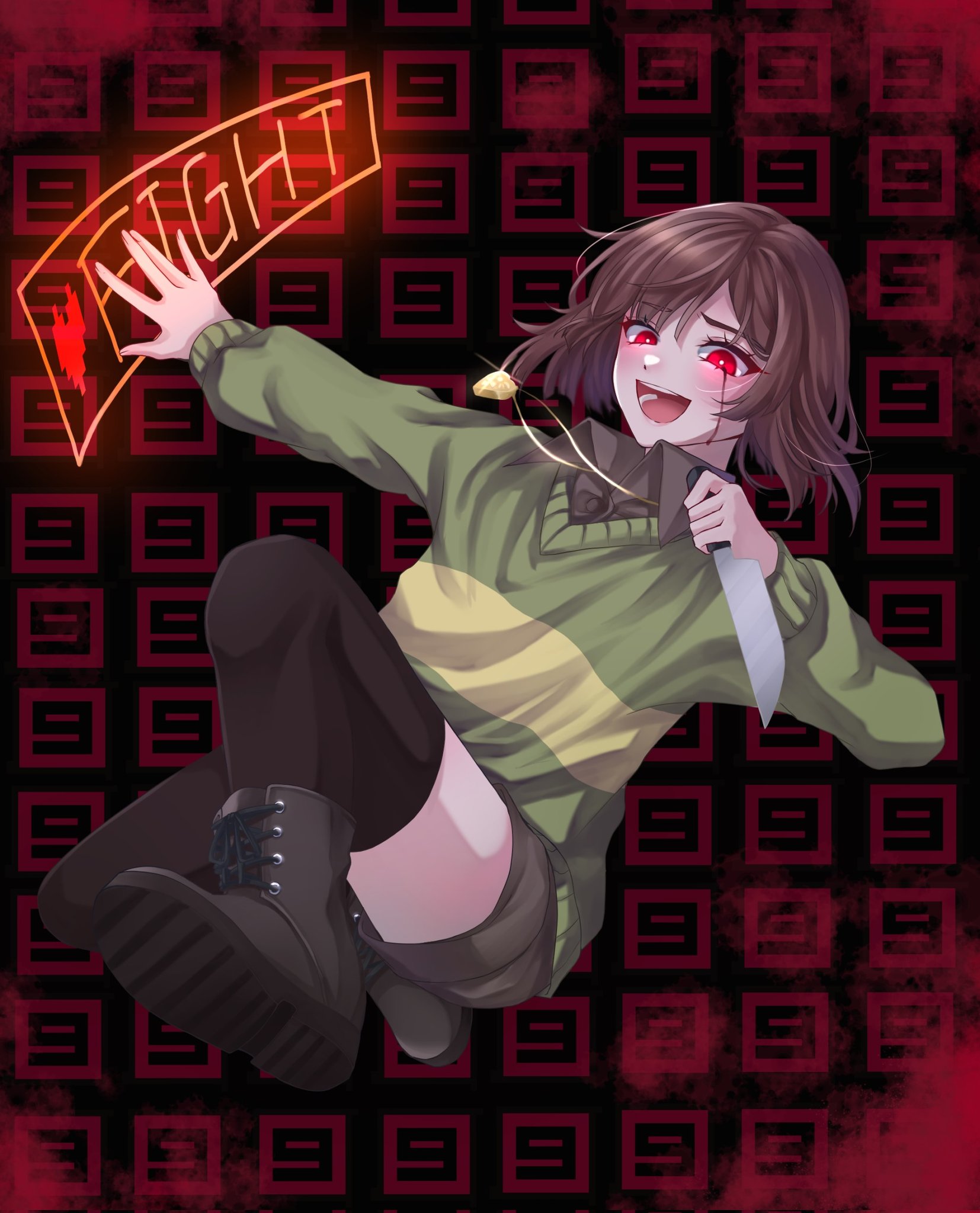 琥珀(ΦωΦ) on X: ♥FIGHT！！！ #undertale #chara