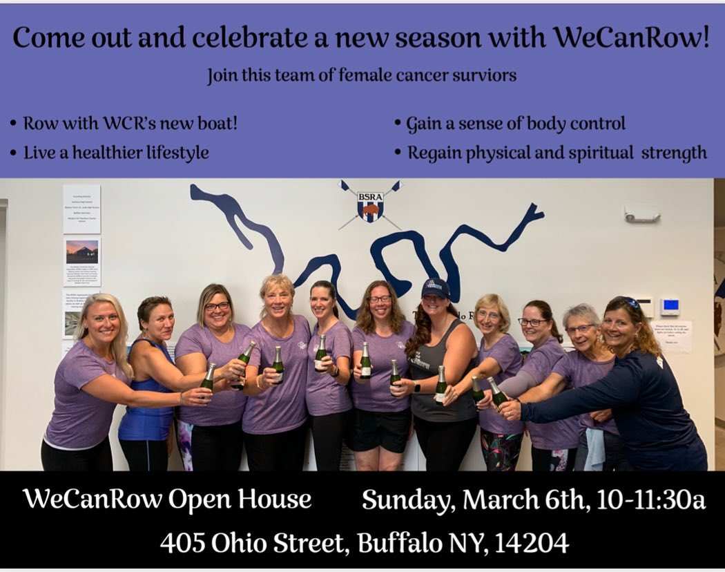 Row_Buffalo's tweet photo. #WeCanRow - #BuffaloNY is a wellness program designed for breast cancer &amp; all female #cancer survivors. The program promotes healthier lifestyles by building strength, endurance, &amp; empowering women through participation in sweep #rowing.

Come visit us on Sunday 3/6 10-11:30am. https://t.co/hj5S9f2brC