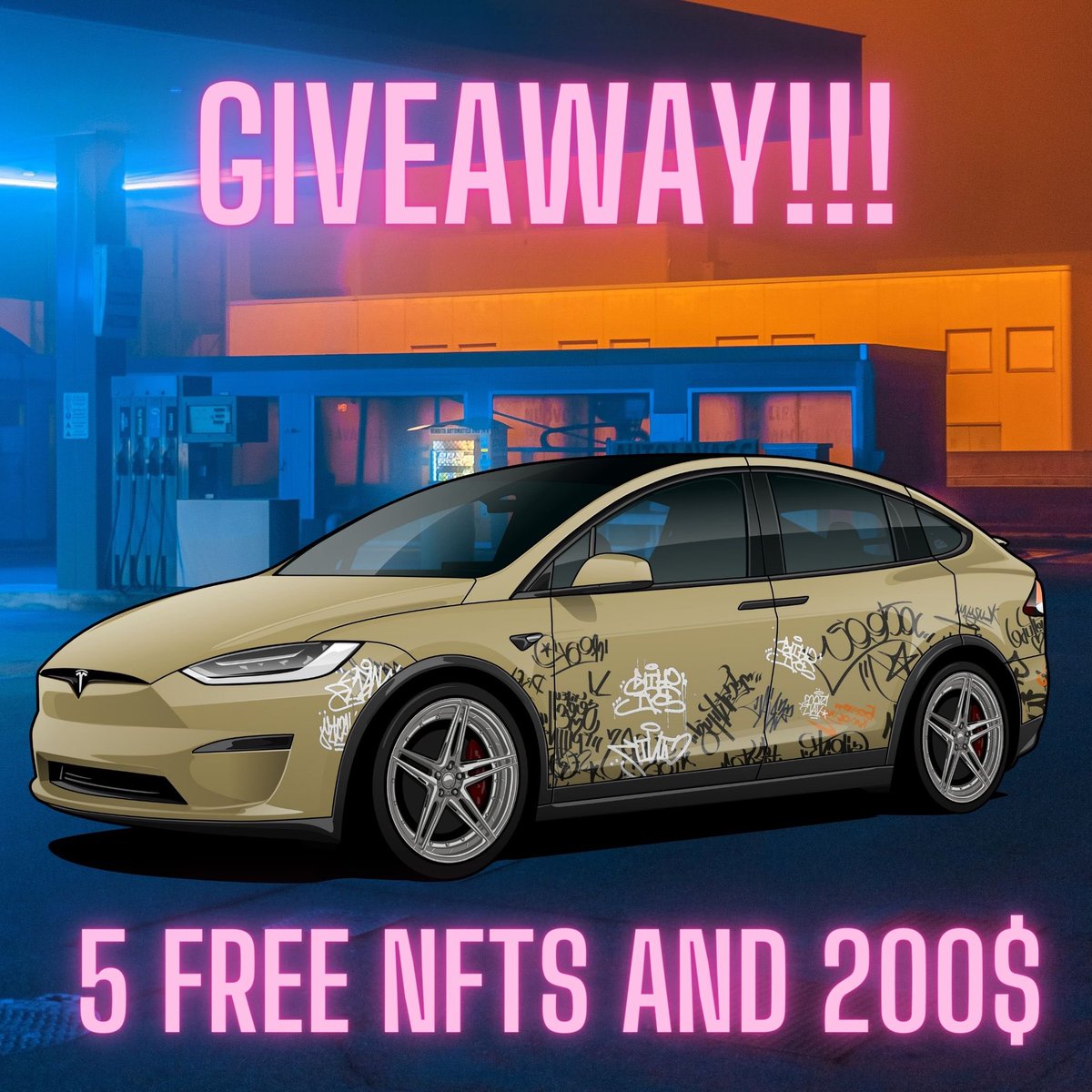 NonFungTesla's tweet photo. GIVEAWAY! YOU CAN WIN 5 FREE NFTs AND 200$! 
To enter giveaway you need:
1. Follow twitter and Instagram 
2. Tag 3 friend in the comments 
3. Join our discord 
4. Post Instagram story and tag our project or Retweet this tweet 🐣 https://t.co/SfzRUxOtk7