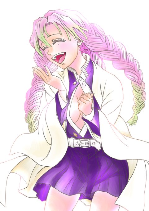 日和さんがTwitterに投稿した甘露寺蜜璃(鬼滅の刃)のイラスト。