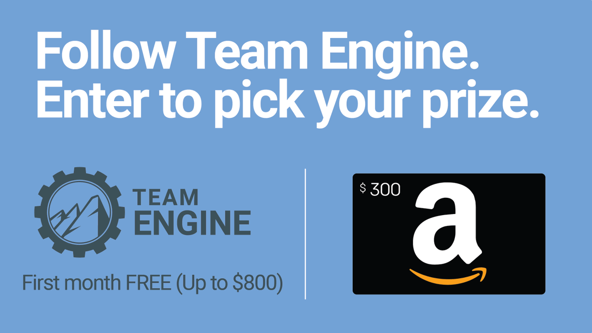 TeamEngine_IO's tweet photo. Contest time! Now through 3/30, all of our new followers will be entered to win a $300 Amazon gift card OR a free one-month subscription to our software 🎉

Already following us on Twitter? RT + tag us for an entry. Follow on Facebook and LinkedIn for additional entries! https://t.co/jZsTR8UqpH