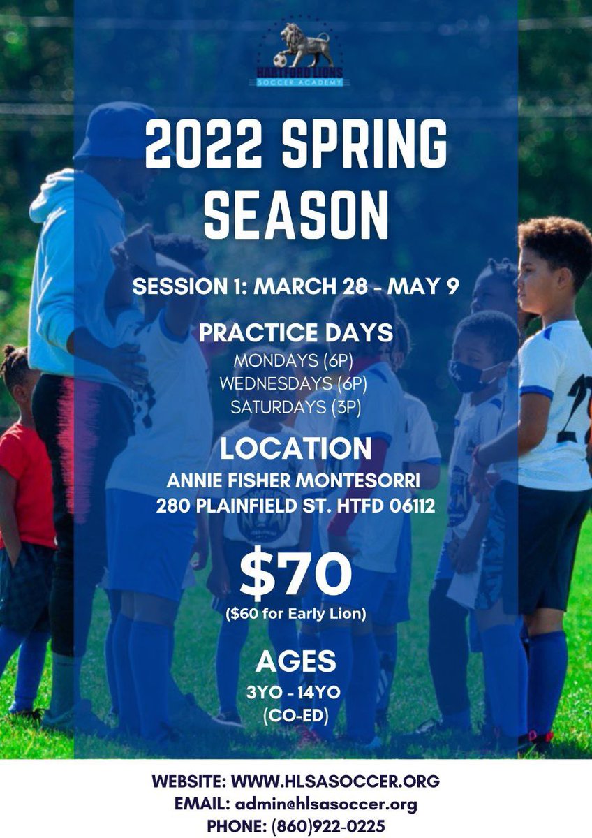 htfdlionssoccer's tweet image. The weather is starting to get warmer, which means registration for the Spring season starting. Sign up now!!!

#HLSA #Hartford #soccer #hartfordsoccer #lionssoccer #registration #vision #discipline #community