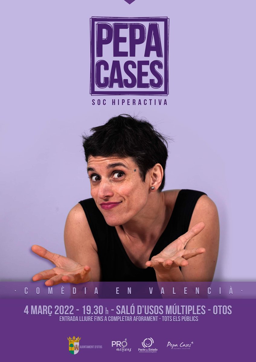 LaPepaCases's tweet photo. Si no teniu plans este capde: sobredosi d'humor i feminisme👇
Avui #TeatreDelRaval #Castelló
Demà 19:30h #Otos
Dissabte 19:30h #Bufali
Diumenge 10:30h #LesAlqueries i 18:00h #Almiserà
.
@CulturaCS @SomosCastellon @AjuntCastello @ajuntament_otos #proactives @FestersAlmisera https://t.co/OSYLUaeoE3