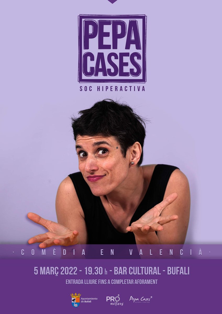 LaPepaCases's tweet photo. Si no teniu plans este capde: sobredosi d'humor i feminisme👇
Avui #TeatreDelRaval #Castelló
Demà 19:30h #Otos
Dissabte 19:30h #Bufali
Diumenge 10:30h #LesAlqueries i 18:00h #Almiserà
.
@CulturaCS @SomosCastellon @AjuntCastello @ajuntament_otos #proactives @FestersAlmisera https://t.co/OSYLUaeoE3