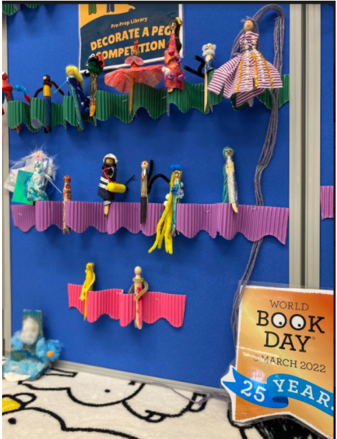 ccolpreplib's tweet photo. Our Nursery and Pre-Prep children have had a lot of fun decorating wooden pegs as book characters for @WorldBookDayUK. Can you spot any familiar fictional faces? @Clifton_College @Pamela_Butchart  @cc_prephead #WorldBookDay https://t.co/2Fd7v2DfYW