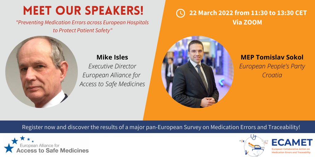 🔔 Our white paper on Medication Errors and Traceability will be released on March 22nd during our #ECAMET roundtable debate: we will discuss areas of improvements to protect #patientsafety across Europe. Meet our speakers and don’t forget to register ❗ bit.ly/ECAMETevent