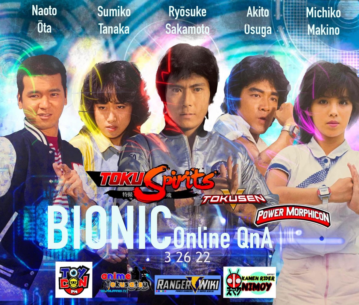 TokuSpirits's tweet photo. COMPLETE TEAM FOR THE FIRST TIME EVER IN A VIRTUAL EVENT!
TokuSpirits Bio Online Q&amp;A and Signing Event MARCH 26, 2022‼️
Instagram: @TokuSpirits 
https://t.co/K7fEcSqA1O 

#bioman #supersentai #redone #greentwo #bluethree #yellowfour #pinkfive #supersentaiseries https://t.co/D3LUrAJKlU