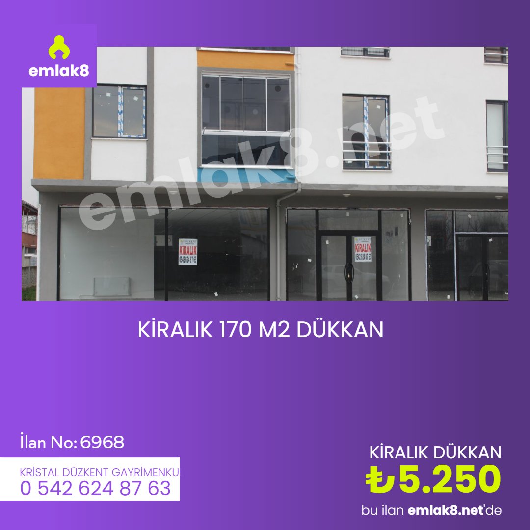 KİRALIK 170 M2 DÜKKAN
Fiyat: 5,250 TL
İlan No : 6968
Emlak Ofisi : <a href="/kristal/">kristal</a>.duzkent 
emlak8.net
Aradığın evi bul.
#emlak #emlak8 #satılık #kiralık #daire #ev #yapı #satılıkdaire #kiralıkdaire #kiralıkdükkan