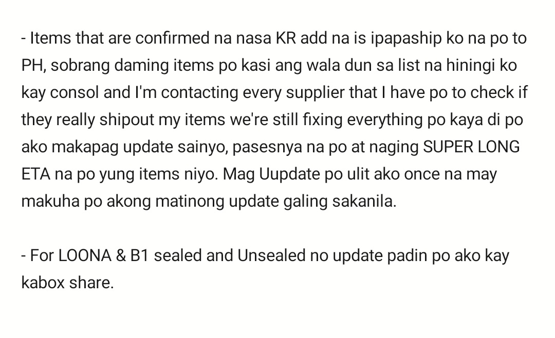 ESUN_PH's tweet photo. #ESUN_UPDATES
03/03/2022
- I won't be answering DMs po muna busy lang po talaga and I'm doing my best to release your order po as soon as possible. Once again I apologise po https://t.co/GyUObsiE9H