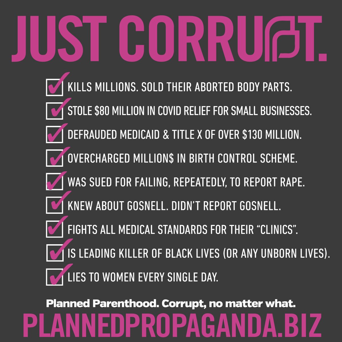 lifehaspurpose's tweet photo. It's not surprising that a $2 billion abortion chain that regularly swindles Americans of half a billion tax dollars each year also stole $80 million of #COVID relief meant for small businesses. @PPFA. Corrupt. No Matter What. #SOTU https://t.co/RE6x2KporE https://t.co/C9uW9T6oFo