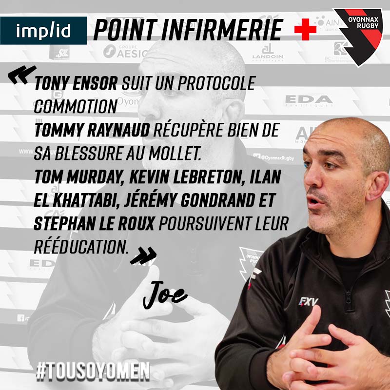 🎙  | CONFÉRENCE DE PRESSE &amp; POINT INFIRMERIE 

Retrouvez Joe El Abd, Tommy Raynaud et Théo Millet pour la conférence de presse avant la rencontre contre Rouen demain.

Retrouvez la conférence ici : ⬇️ oyonnaxrugby.com/actus-oyonnax-…⚫️🔴

#TOUSOYOMEN
