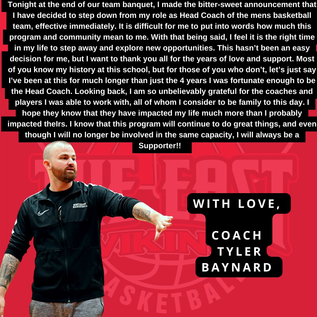 Grateful to have worked with all my fellow coaches, media personnel and everyone else in the basketball community in the Tampa Bay Area. The search for a new coach will begin immediately and whoever is hired will take over this account.