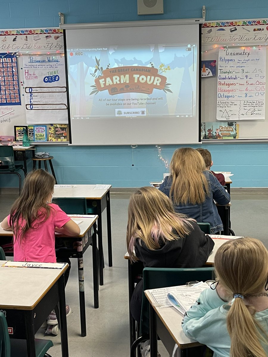 GBElementary's tweet photo. Students in 3B watching a virtual farm tour to celebrate Canadian Agriculture Literacy Month!  Today we learned about vermicomposting! #GCFT22 https://t.co/O1pV1SQ8nP