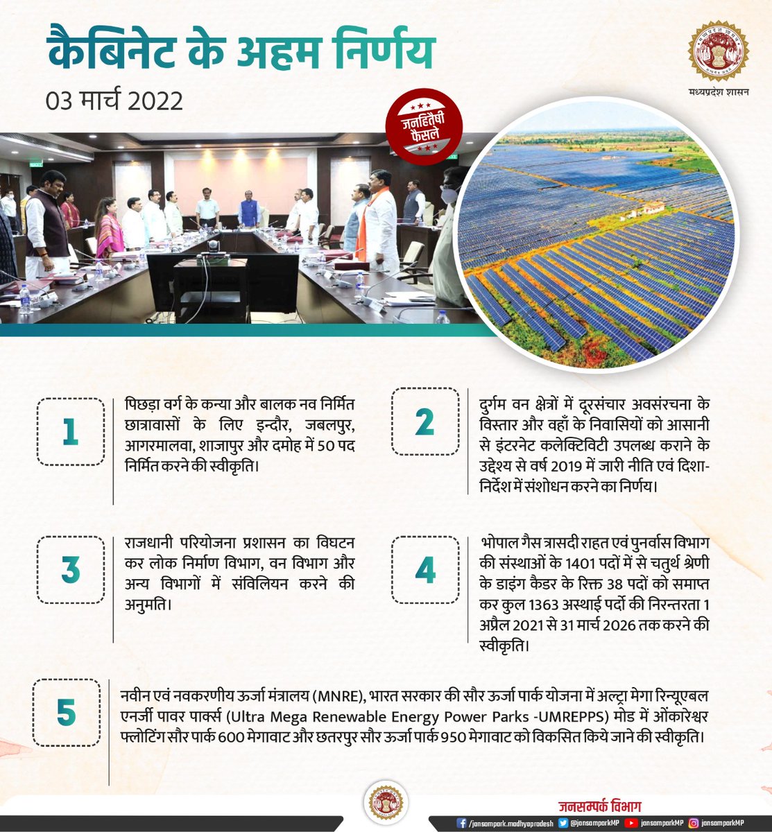 03 मार्च 2022
"कैबिनेट के अहम निर्णय"