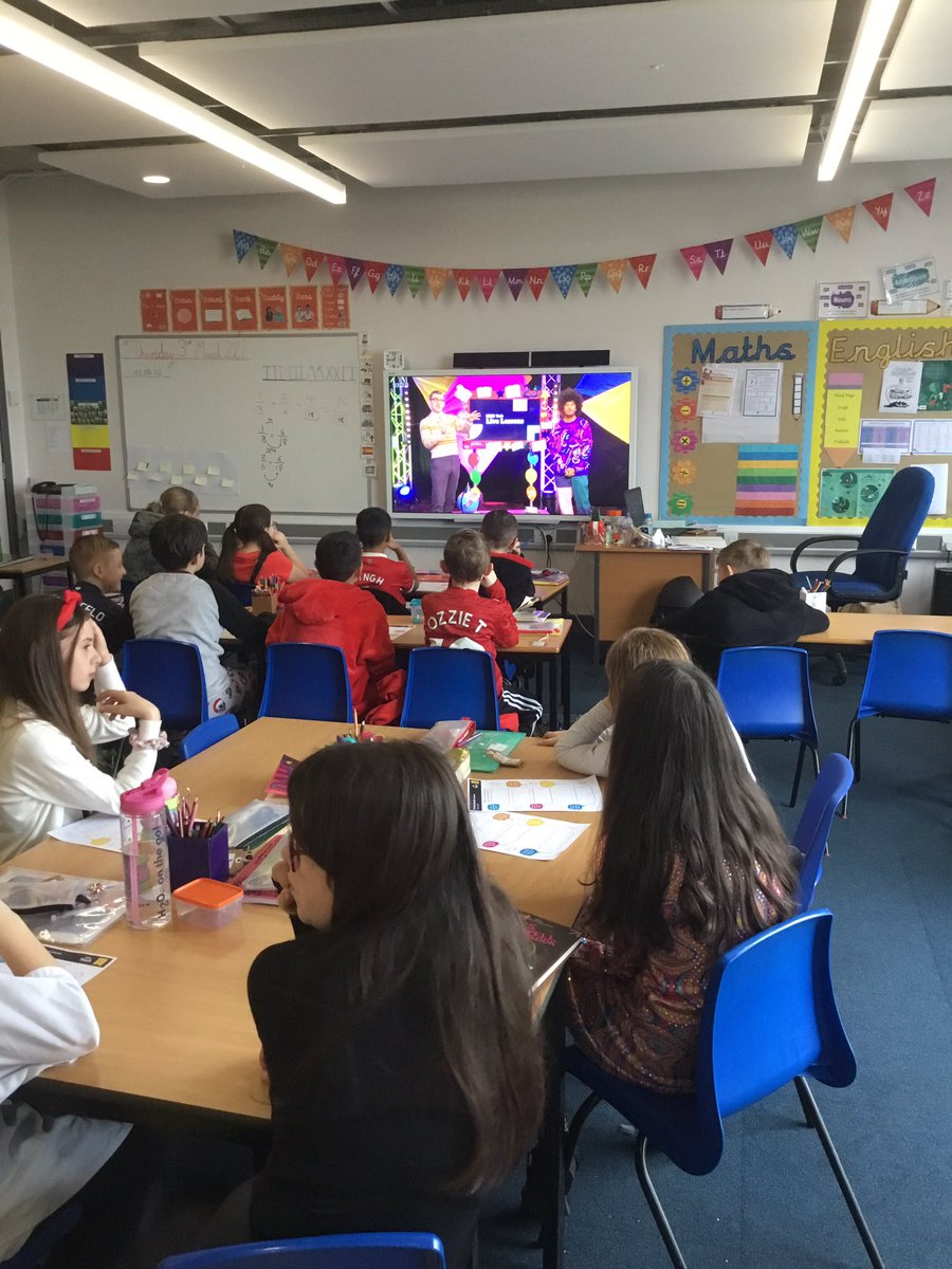 Year 5 enjoying their BBC live lesson for #WorldBookDay !