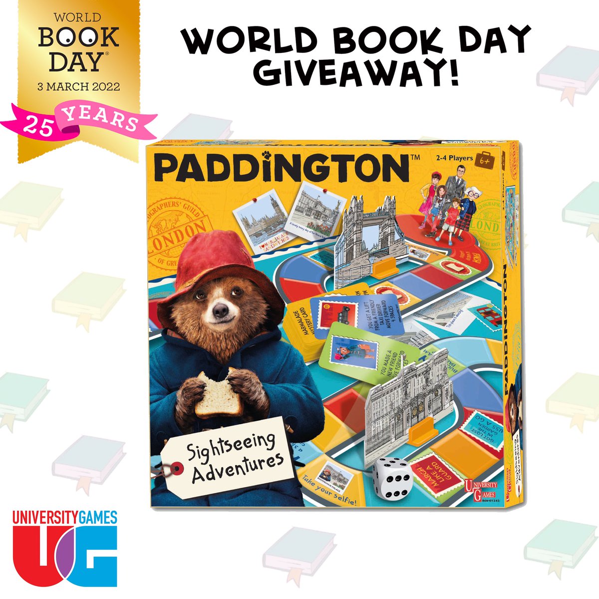 ugames_uk's tweet photo. Last chance to enter our World Book Day Giveaway 1📚 We are offering the opportunity to win our Paddington Sightseeing Board Game! To enter:
RT &amp; Follow
Comment: #WorldBookDayGiveaway 
Closes at 2pm on 03/03/22 UK only full T&amp;C’s on FB &amp; IG #Giveaway https://t.co/AH8vAUtjXe
