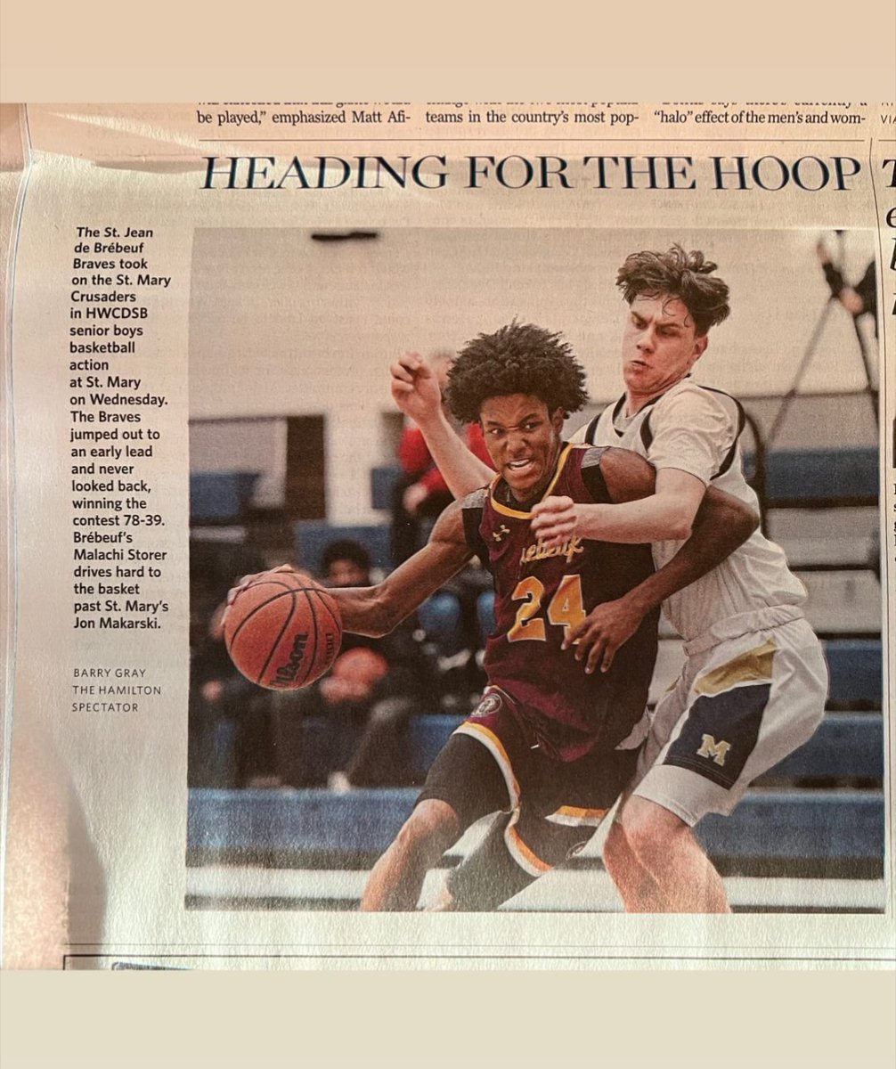 Check out our man <a href="/malachistorer/">Malachi Storer</a> in <a href="/TheSpec/">Hamilton Spectator</a> today! Great team win last night, the Braves will take on BR in quarter final action Monday. 💪🏀