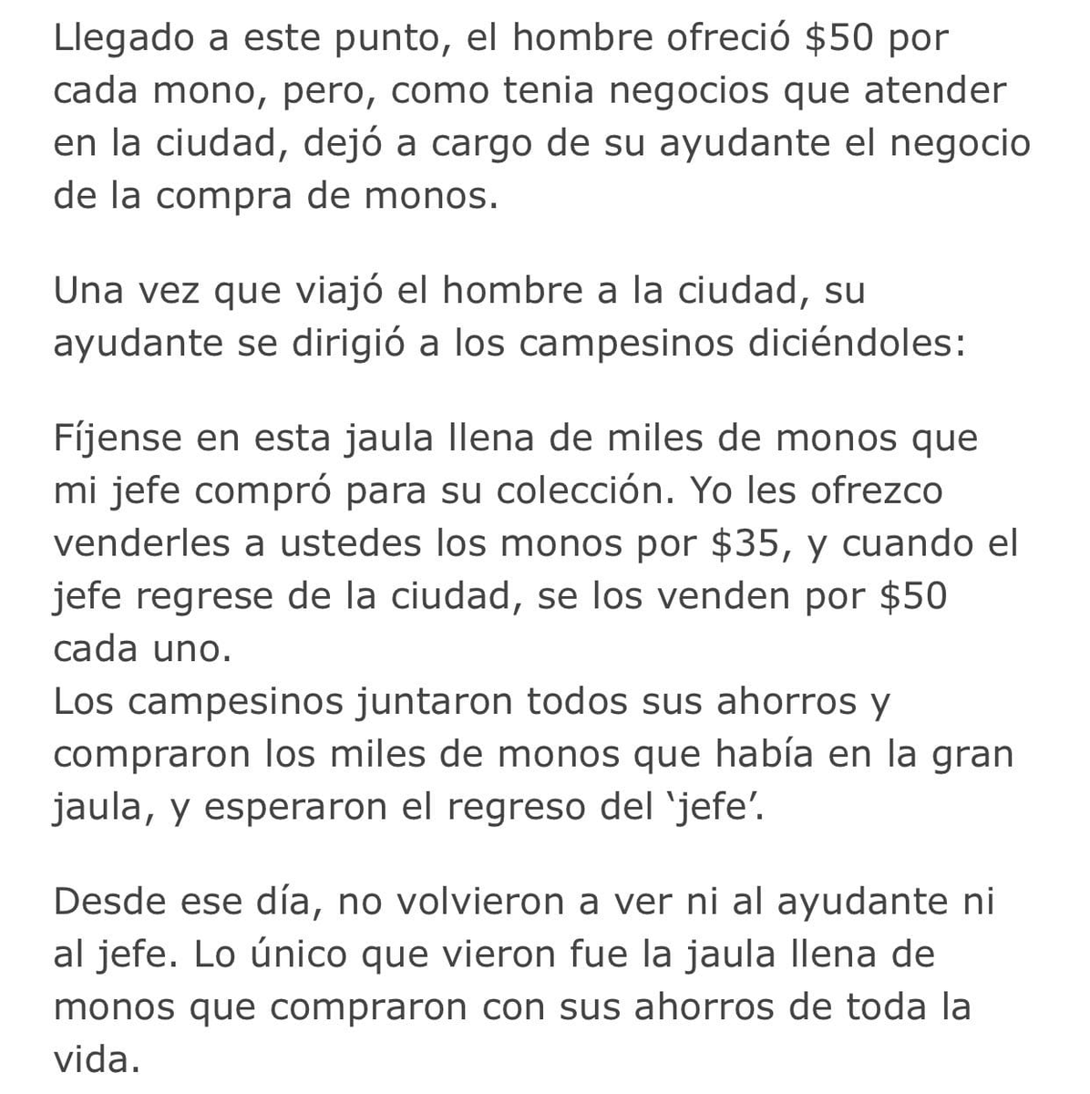 MarceAndreotti's tweet photo. Sin desperdicio. 
Este corto y antiguo cuento ilustra una gran estafa bien diseñada, salvando las distancias, muy similar a varias que actualmente están vigentes. 

Nadie se preguntó cual era realmente el negocio del señor "bien vestido".

@BetoMendeleiev_ 
@LEYANTISECTAS https://t.co/W47YCLjwEc