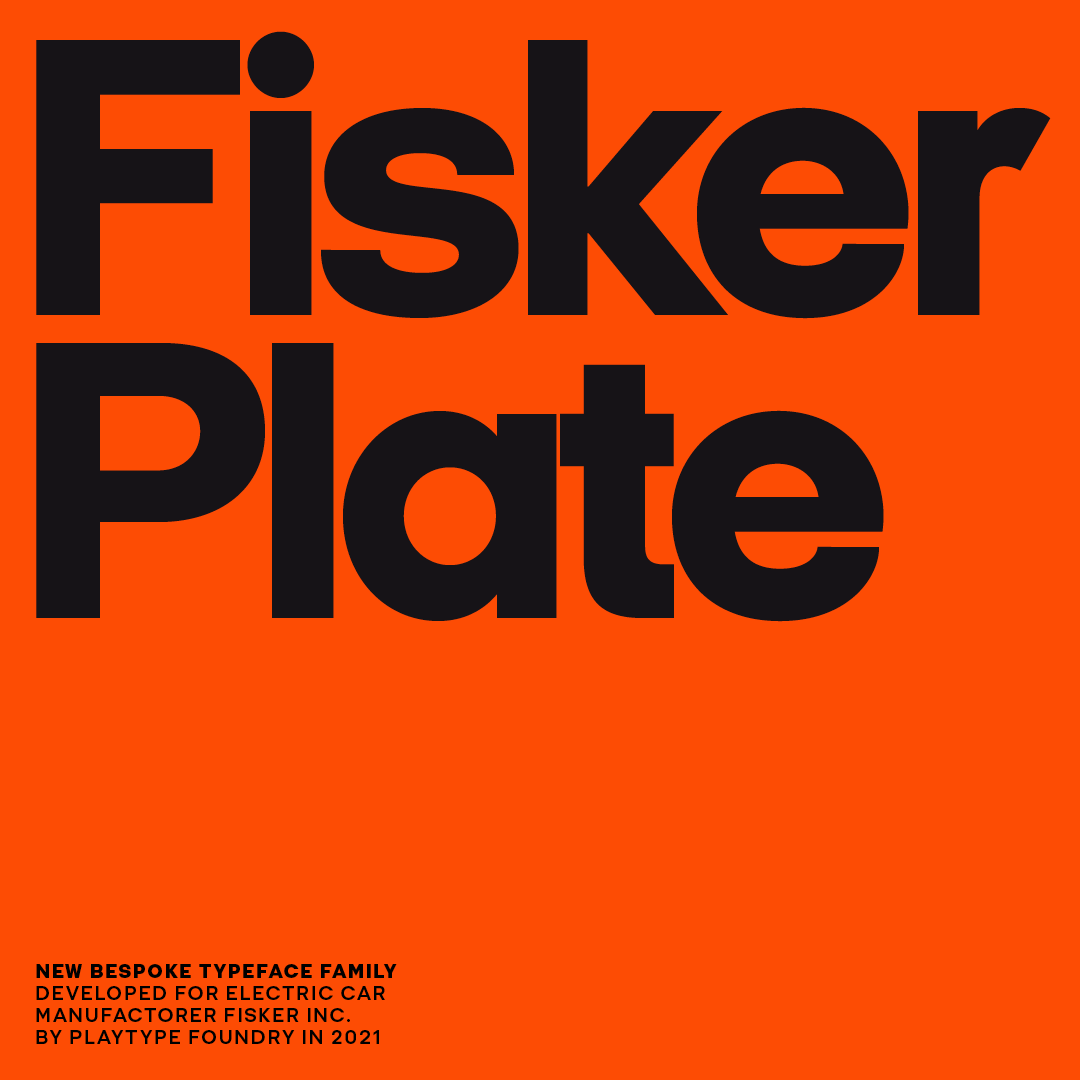 playtype's tweet photo. Last year we developed a new bespoke typeface family for @fiskerinc called Fisker Plate Expanded. The typeface is starting to be used as they're gearing up for the release of their first electric car. Stay tuned for full case! ⁠ https://t.co/l1hg23v7SF
