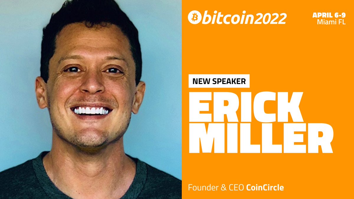 Announcing Erick Miller as a #Bitcoin2022 speaker!
 
<a href="/erick_miller/">Erick Miller</a> is CEO at CoinCircle, a decentralized currency wallet, and is also founder and managing director at Hyperspeed Ventures, a boutique seed-stage technology investment venture firm.
