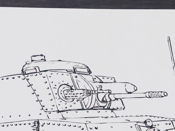 プジョー戦車とか地雷処理車とかマニアックなの続いたからポピュラーなの描き始めました。今夜は途中で筆を置きま〜す🖌 
