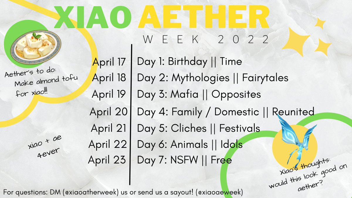 xiaoaetherweek's tweet image. ✍️Dearest XiaoAether Family, 
We present to you the long-awaited, #XiaoAetherWeek2022! 
This special occasion would begin on April 17th, Xiao's birthday up until the 23rd. 
We hope that you find joy in creating your entries and we can't wait to spend these days with all of you.