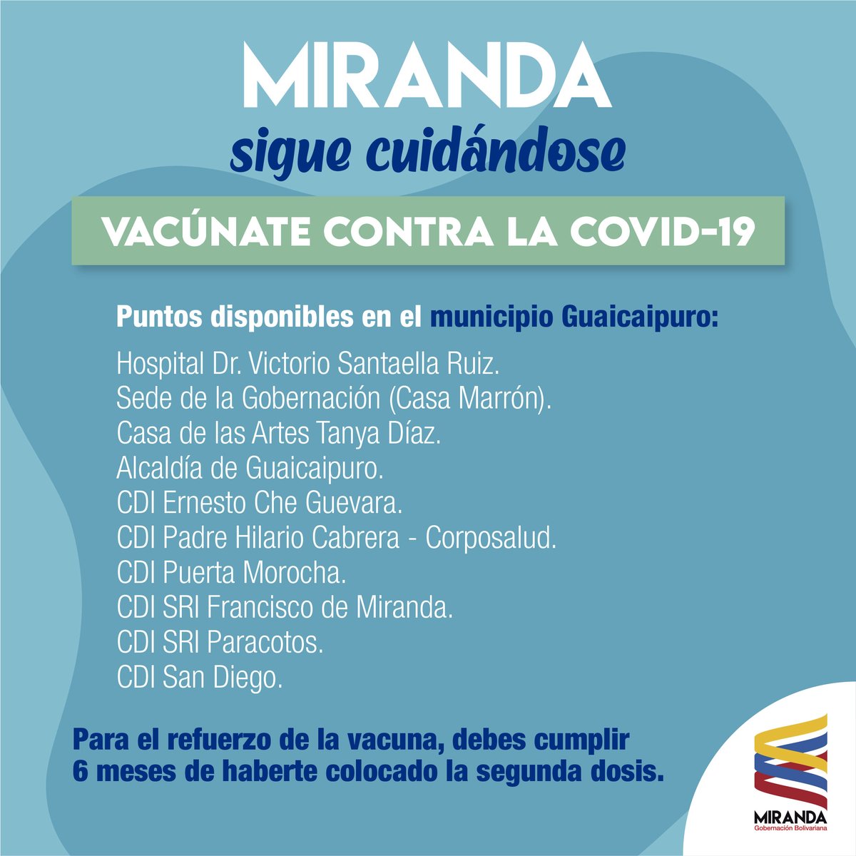 MirandaGob's tweet photo. 🔍 ¡Lee y comparte! Acá te dejamos los centros de vacunación   💉 disponibles en  el municipio Guaicaipuro del estado Miranda. ¡Somos garantes de la salud  de la familia mirandina! 
 #MirandaSigueCuidándose #Vacúnate #Miranda https://t.co/somLiavfNh