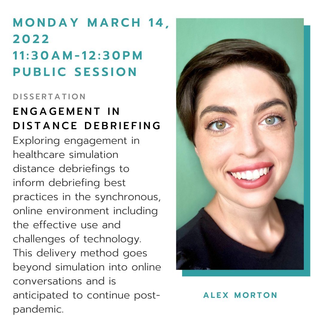 MGH IHP HPEd (@hpedihp) on Twitter photo Please join <a href="/BAMorton1/">Alex Morton, PhD, MSHS, RN</a> in the public session of her dissertation defense on Engagement in Distance Debriefing. #HPE #simulation
Click here to add to your calendar if you'd like to attend: evt.mx/q3lypku5 Please join <a href="/BAMorton1/">Alex Morton, PhD, MSHS, RN</a> in the public session of her dissertation defense on Engagement in Distance Debriefing. #HPE #simulation
Click here to add to your calendar if you'd like to attend: evt.mx/q3lypku5