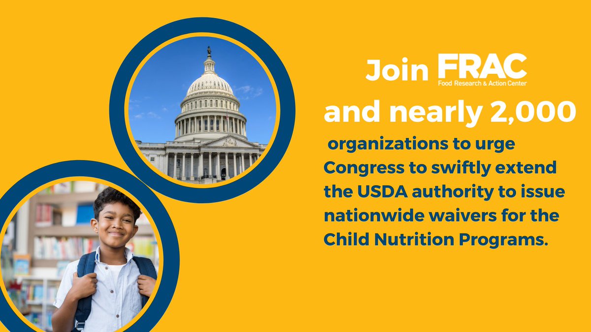 Use the <a href="/fractweets/">Food Research & Action Center</a> Action Network to urge your Members of Congress to sign-on to H.R. 6613, Keeping School Meals Flexible Act, a bipartisan effort to extend the <a href="/USDA/">Dept. of Agriculture</a> #childnutrition waiver authority beyond the current expiration date of 6/30/22. p2a.co/1ARaoWb