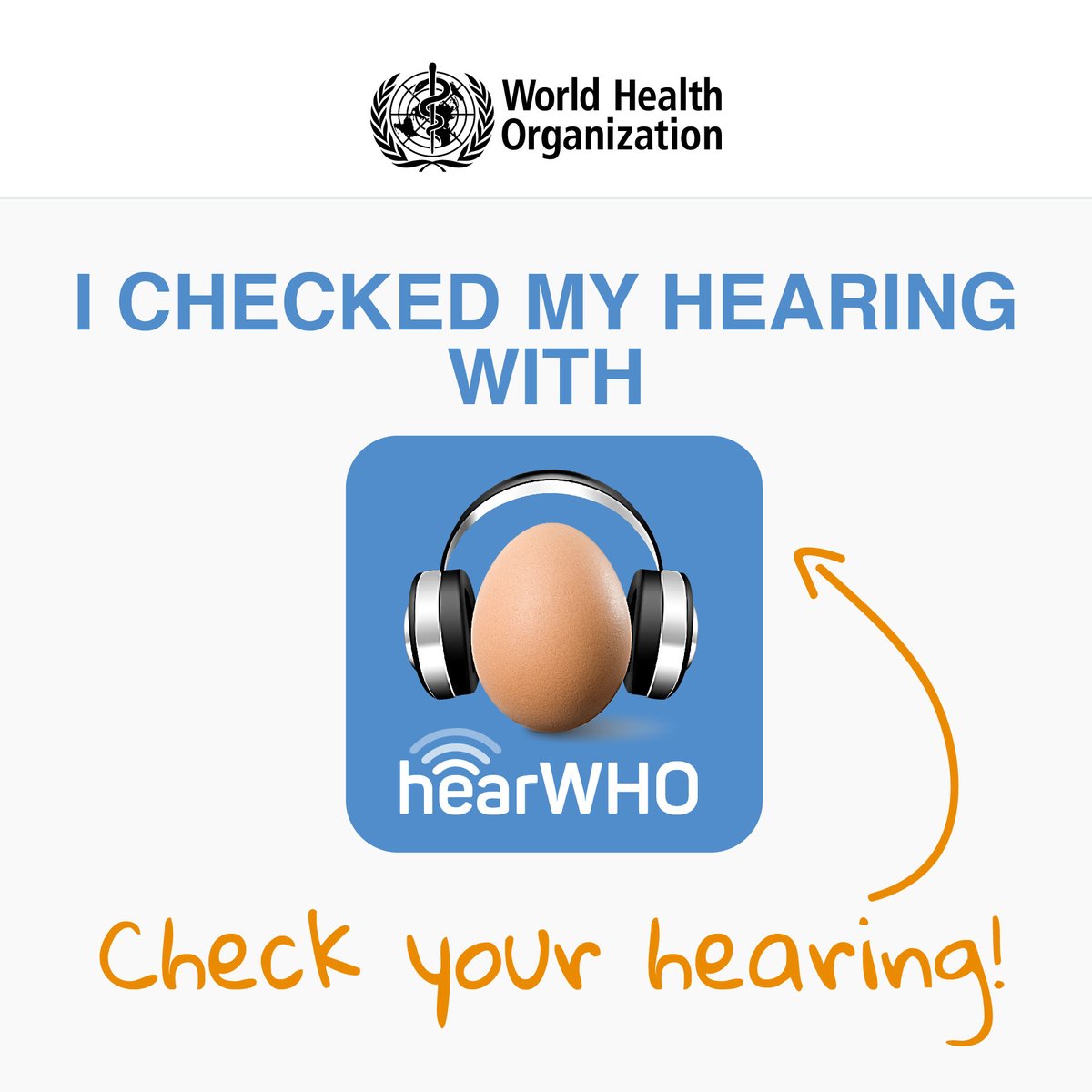 If you have difficulty hearing or experience persistent ringing in your ear (tinnitus), use the hearWHO app to check your hearing. Contact your healthcare provider if you fail the hearing check or have signs of hearing loss 👉bit.ly/3C8JBAZ #WorldHearingDay