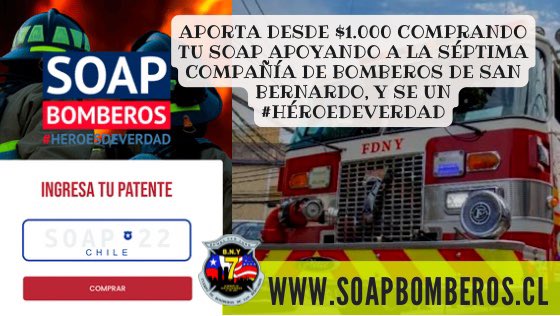 Recuerde que puede hacer su aporte comprando su seguro obligatorio 2022, a través de soapbomberos.cl eligiendo su comuna de residencia y compañía de su interés! #SanBernardo #Bomberos #BomberosdeChile