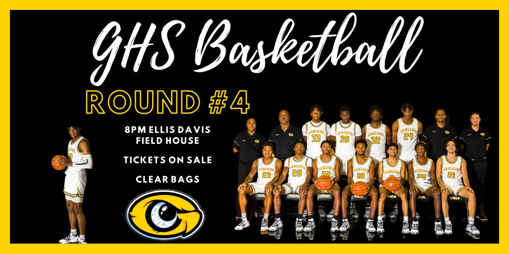 Garland High School (@ghs_owls) on Twitter photo Tickets ON SALE for the @GhsOwlsbball playoff game for tomorrow at 8pm at Ellis Davis Field House.
bit.ly/GHSvsCyFalls
CLEAR BAG POLICY
NO CASH AT THE DOOR
ONLINE BUYING OPTION AT DOOR
Gig'em Owls! #ChooseTheOriginal <a href="/gisd_athletics/">Garland ISD Athletics</a> Tickets ON SALE for the @GhsOwlsbball playoff game for tomorrow at 8pm at Ellis Davis Field House.
bit.ly/GHSvsCyFalls
CLEAR BAG POLICY
NO CASH AT THE DOOR
ONLINE BUYING OPTION AT DOOR
Gig'em Owls! #ChooseTheOriginal <a href="/gisd_athletics/">Garland ISD Athletics</a>