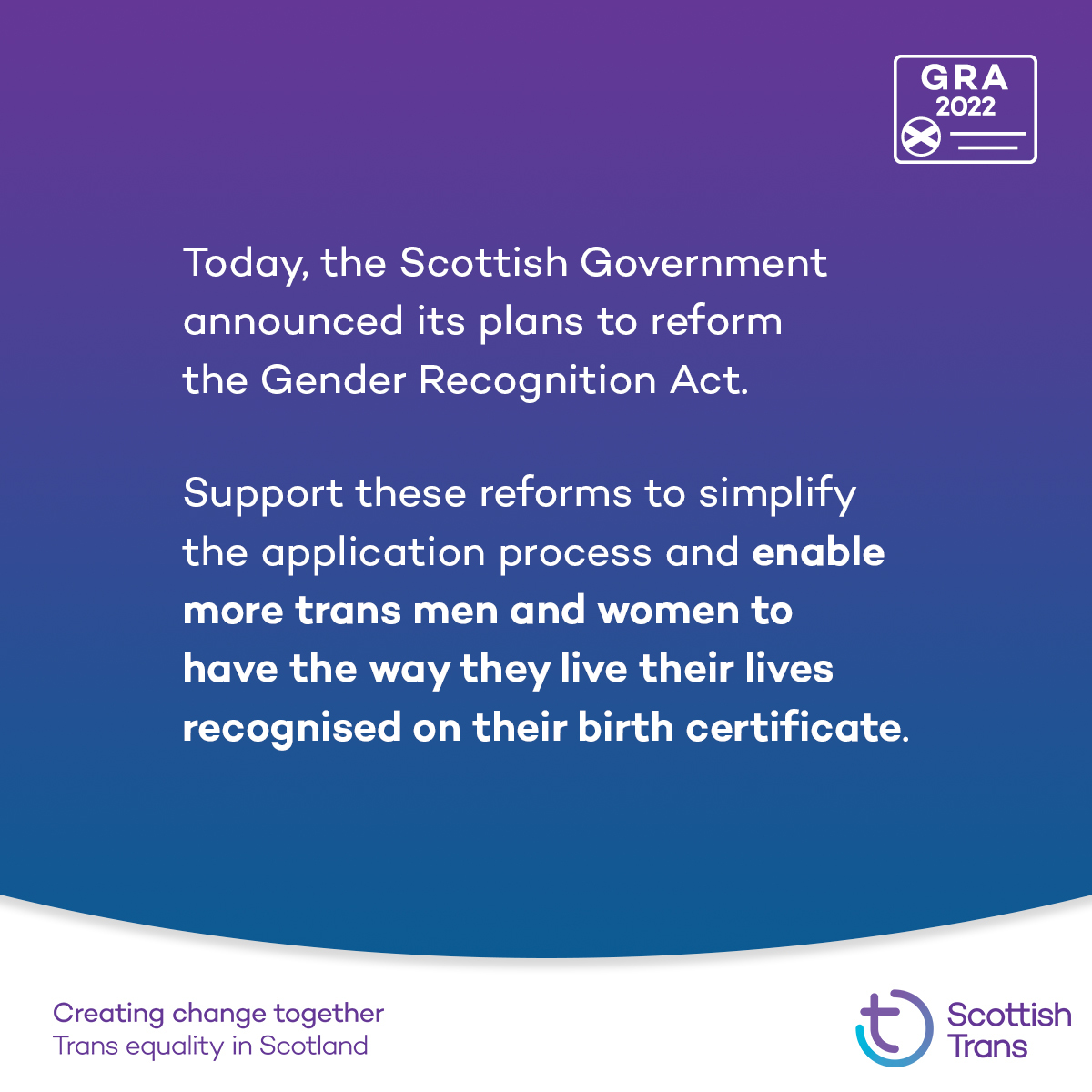 The Cabinet Secretary for Social Justice &amp; Housing, <a href="/ShonaRobison/">Shona Robison MSP</a> is beginning her statement on the introduction of a Bill to reform the Gender Recognition Act. You can watch it here: scottishparliament.tv/meeting/meetin… #ReformTheGRA