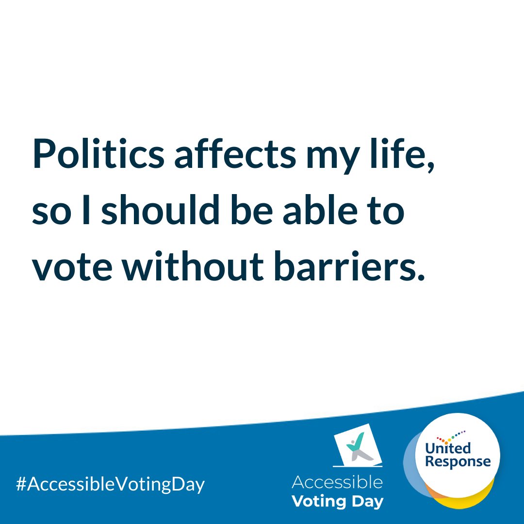 Politicians make decisions that directly affect everyone's life, so voting should be without barriers!! 

Let's make sure that we provide easy read materials for upcoming elections, so people with
disabilities are part of the conversation.

#AccessibleVotingDay @unitedresponse