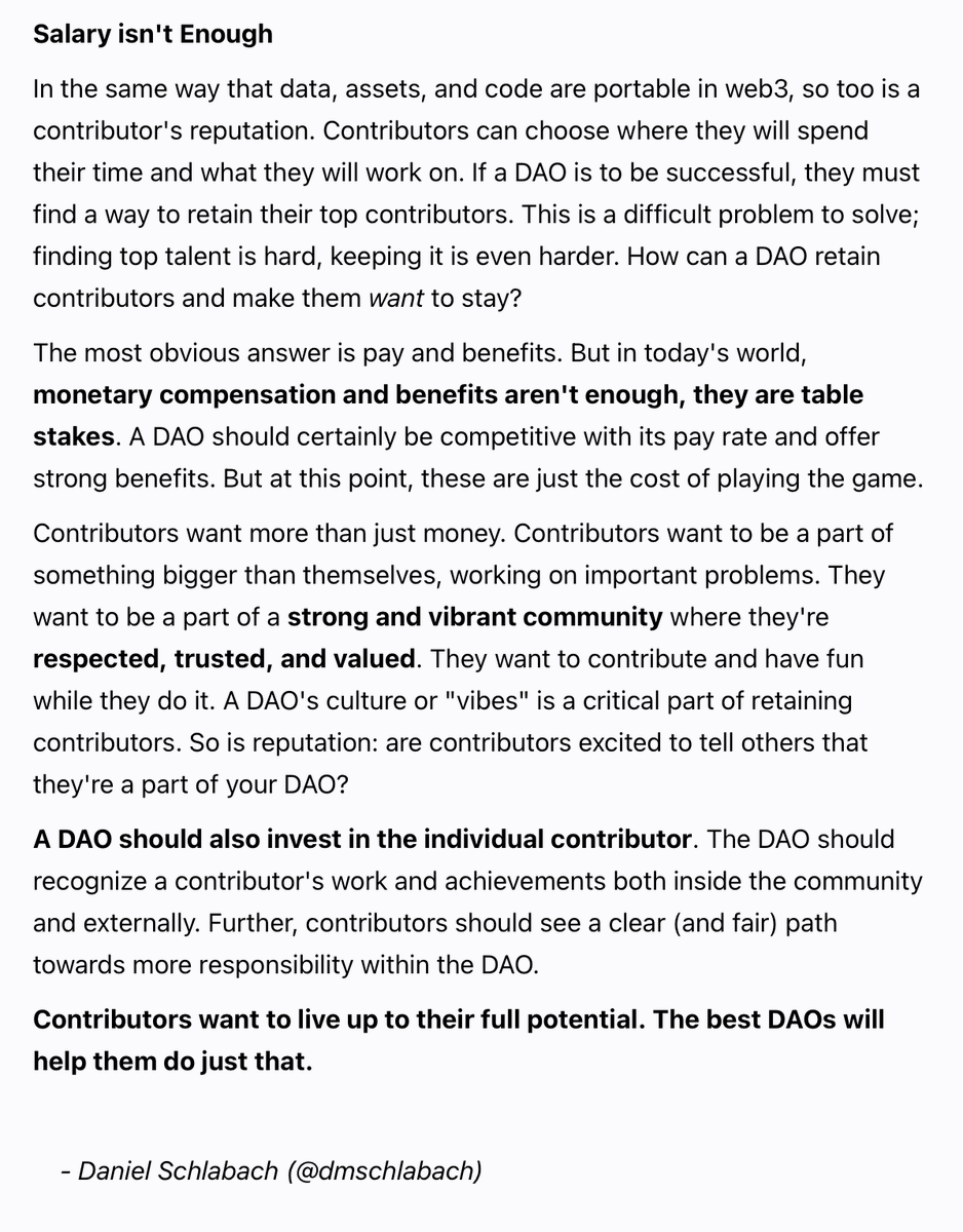 Salary isn't Enough: How the Best DAOs will Retain Contributors