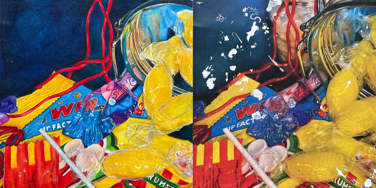 Fantastic pencil work here from Libby in Higher. Drawing on the left. 👏🏼👏🏼👏🏼