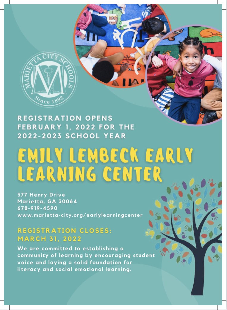 MCSLiaisons's tweet image. Come see us at 750 Dwells Apartments on Saturday, March 5th from 9am-11am to register your students! Looking forward to meeting our families!!
@MariettaCitySch  @MCS_EarlyLearn