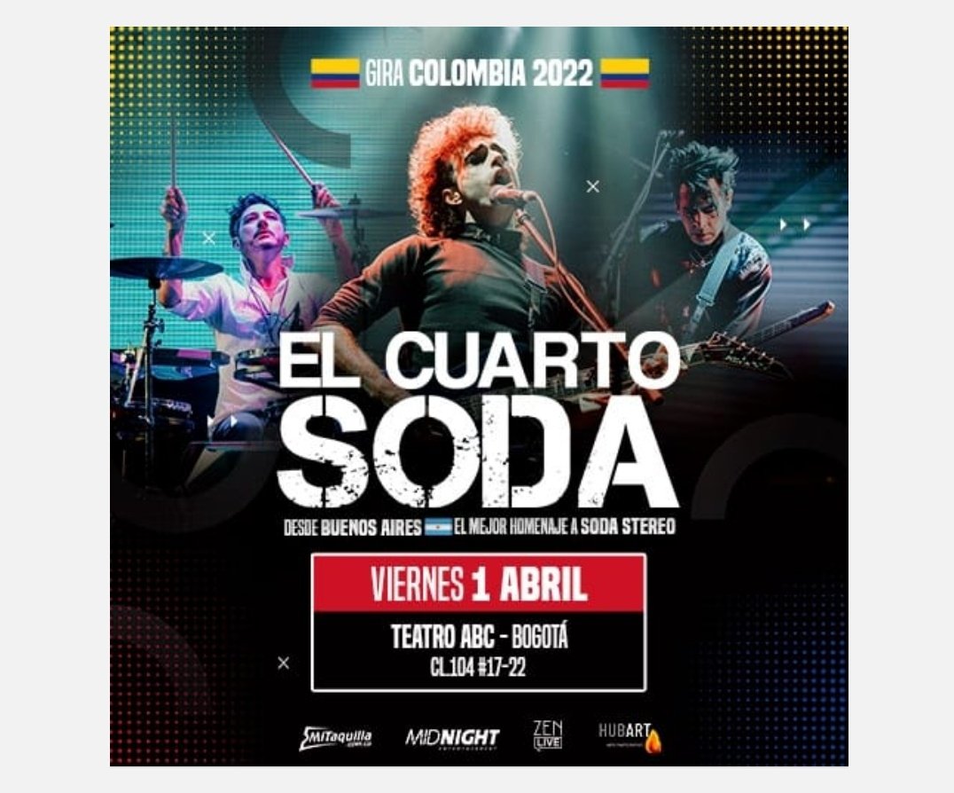 lucianarov's tweet photo. Holaaa, si les gusta Soda Stereo el homenaje "El Cuarto Soda" va a estar en varias ciudades del país para que vayan y disfruten 

@musictrendscol 
https://t.co/7GGeiPlAVc https://t.co/PYVhwbm3nb