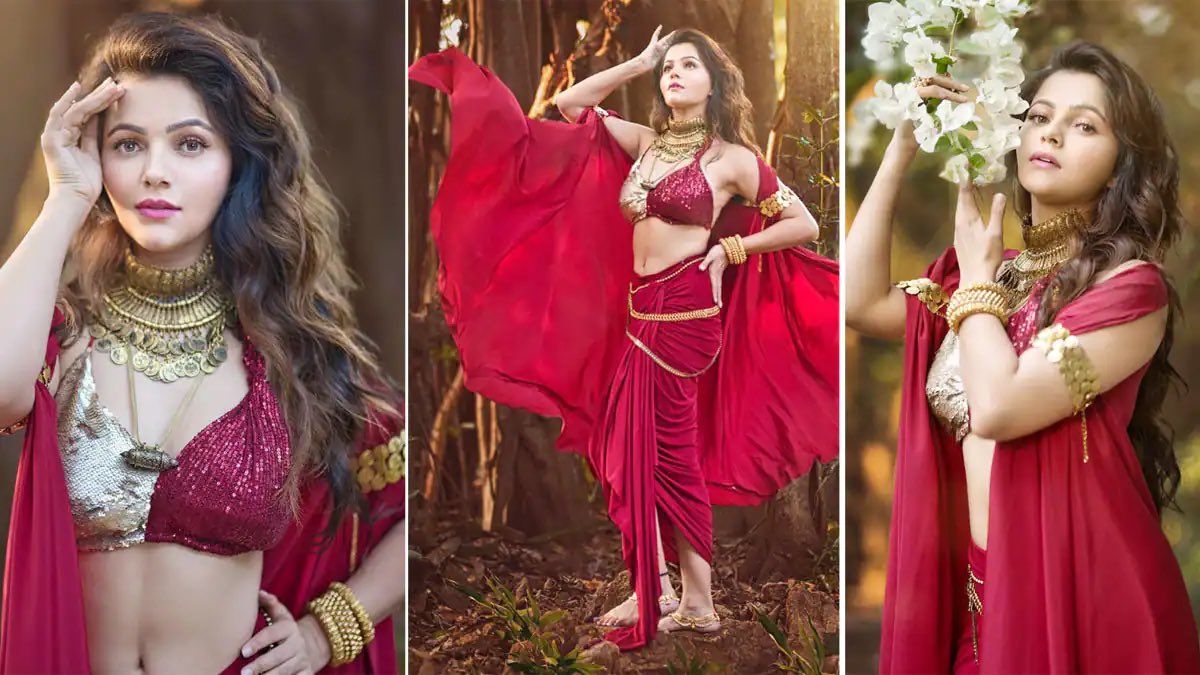 shivam_bangwal's tweet photo. #RubinaDilaik Shares Bold Pictures in a Sparkly Golden-Maroon Bralette With Dhoti Pants, Makes Jaws Drop!!

#BiggBoss 14 winner oozes oomph in her latest pictures on Instagram.

 #RubinaDilaik𓃵 #RubiHolics @RubiDilaik https://t.co/vra5FvcwQ6